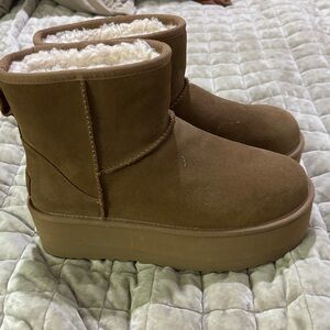 Ugg Cozy Brown Suede Platform Boots